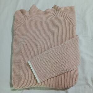 GAP large Chalk Pink mock-neck Long-Sleeved raglan sleeve 100% Cotton sweater
